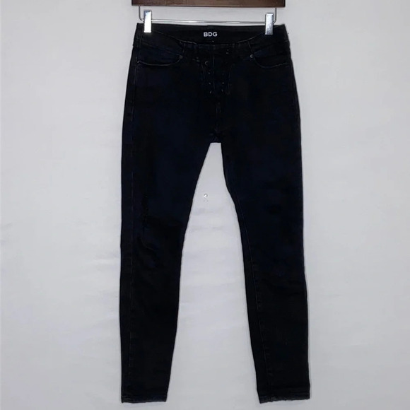 BDG Low Rise Twig Lace Up Crop Jeans in Black - 25 - Picture 2 of 7